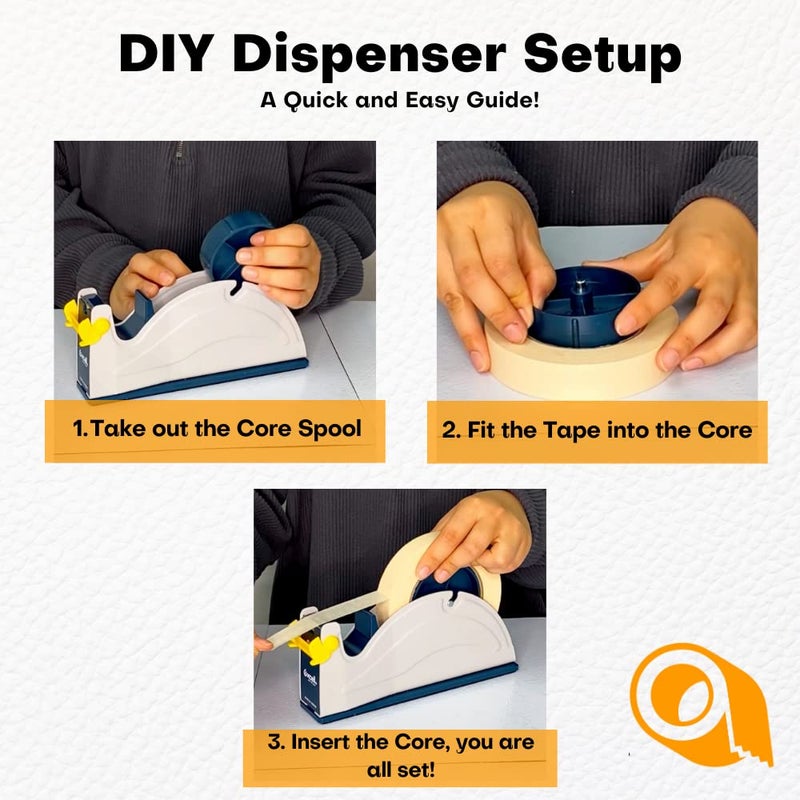 excell موزع شريط طاولة WOD TTD1SD من الفولاذ، أزرق ورمادي - يناسب الشريط حتى عرض 1 بوصة، يحمل نواة 3 بوصات، قاعدة مطاطية مثقلة للثبات - Image 2